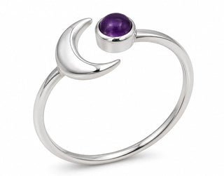 Amethyst Moonlight ~ Sterling Silver Crescent Moon Ring