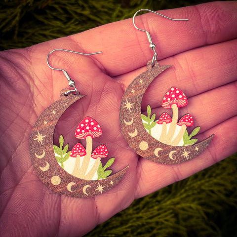 Toadstool Moon Cradle Earrings
