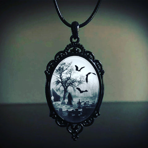 Gothic Cemetary Cabochon Necklace