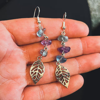 Fluorite Cascade Leaf Earrings