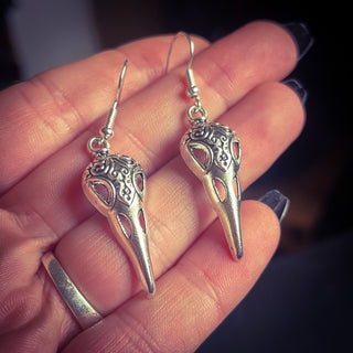 Filigree Raven Skull Earrings