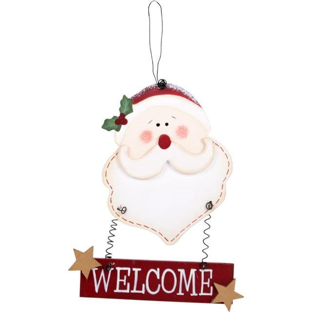 Christmas & Yule Decorations Wooden Santa Welcome Sign