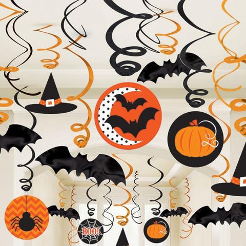 Halloween Bats & Hats Swirls Decorations ~ 60cm