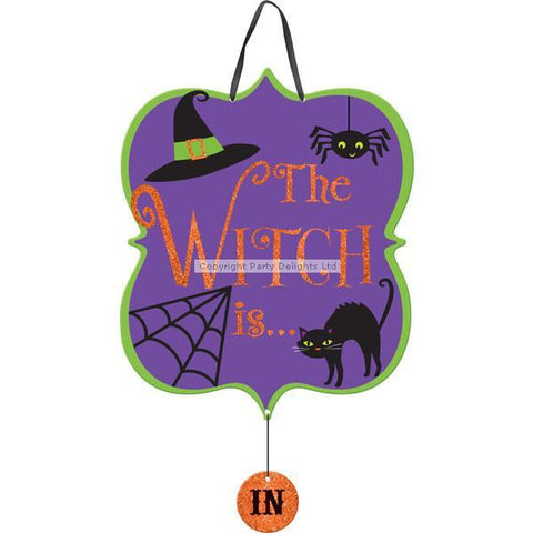 Halloween The Witch Is In/Out Sign - 38cm