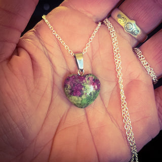 Ruby Zoisite Heart Necklace