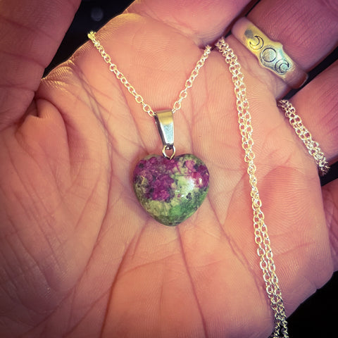 Ruby Zoisite Heart Necklace