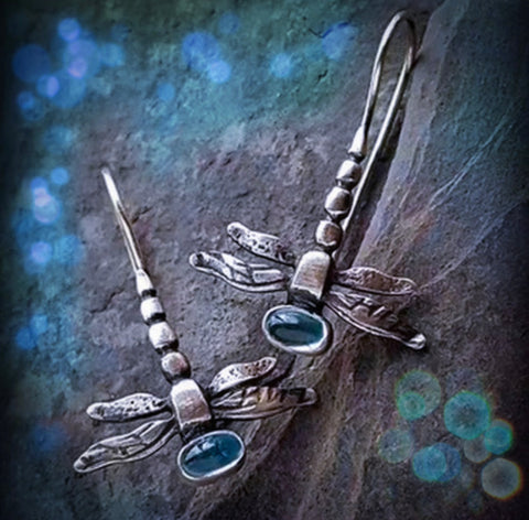Water Aura Dragonfly Earrings