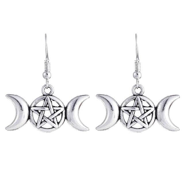 Triple Moon Pentacle Earrings