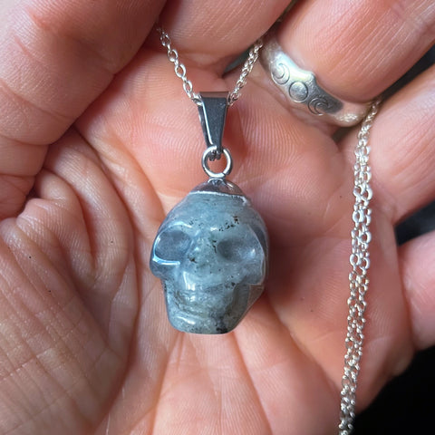 Labradorite Crystal Skull Necklace