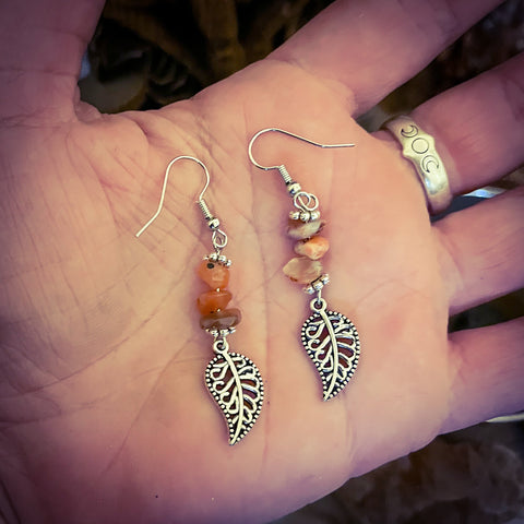 Carnelian Leaf Earrings