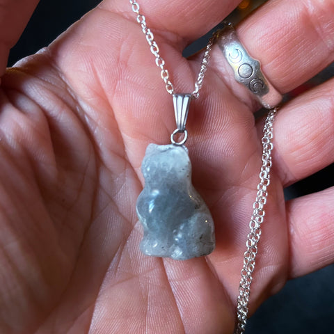 Labradorite Crystal Cat Necklace