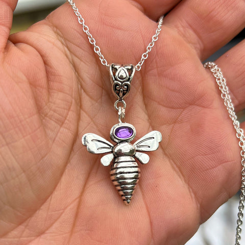 Amethyst Bumble Bee Necklace