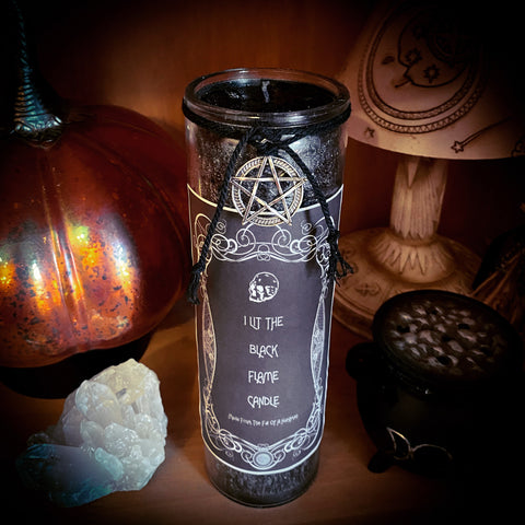 I Lit The Black Flame Candle ~ Crystal Infused Candle