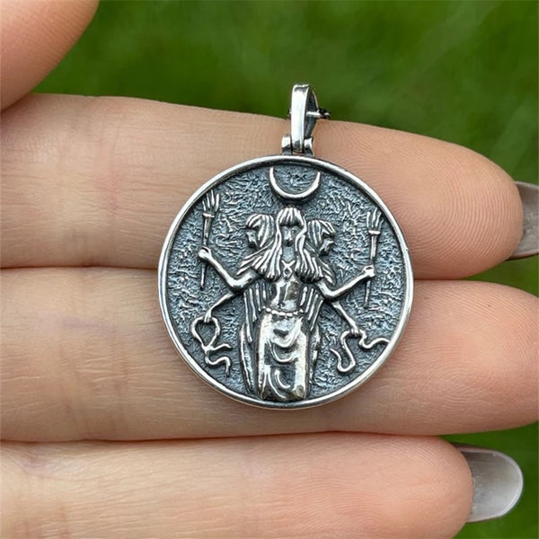 Hecate Coin Necklace ~ Antique Silver