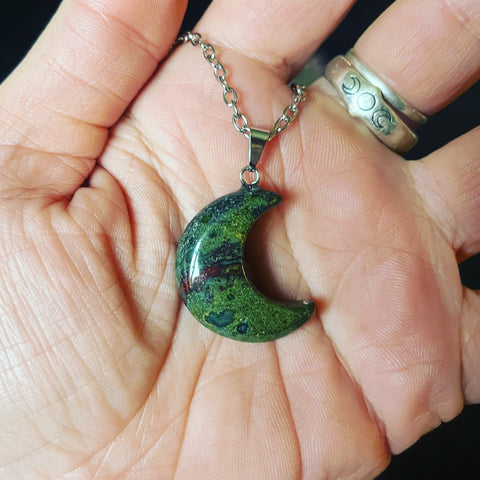 Dragons Blood Crescent Moon Necklace