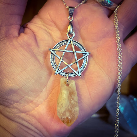 Citrine Point Pentacle Necklace