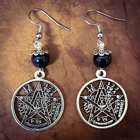 Obsidian Tetragrammaton Earrings
