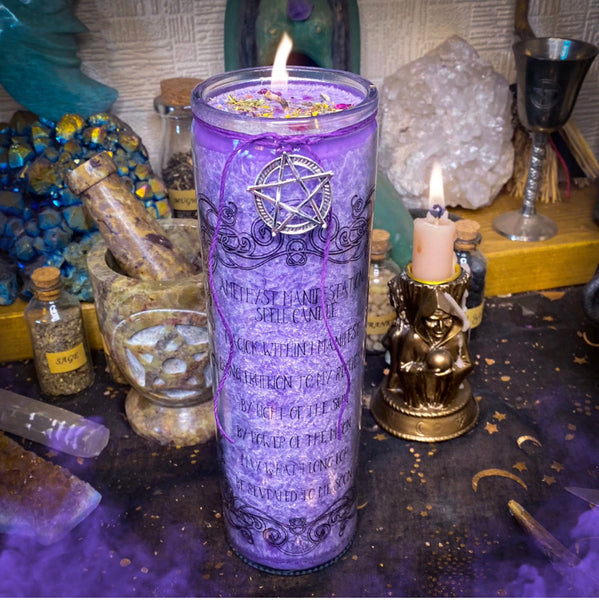 Amethyst Manifestation Jar Candle ~ Crystal Infused Candle