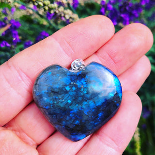Large Labradorite Heart Pendant ~ Sterling Silver