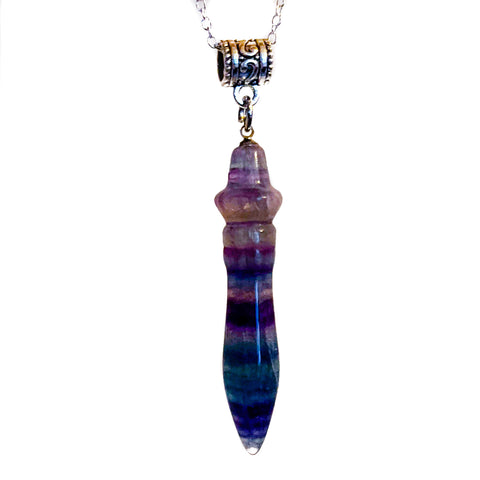 Rainbow Fluorite Pendulum Necklace