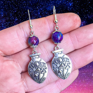 Rainbow Tigers Eye Potion Bottle Earrings