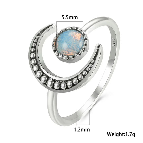 Opalite Crescent Moon Ring