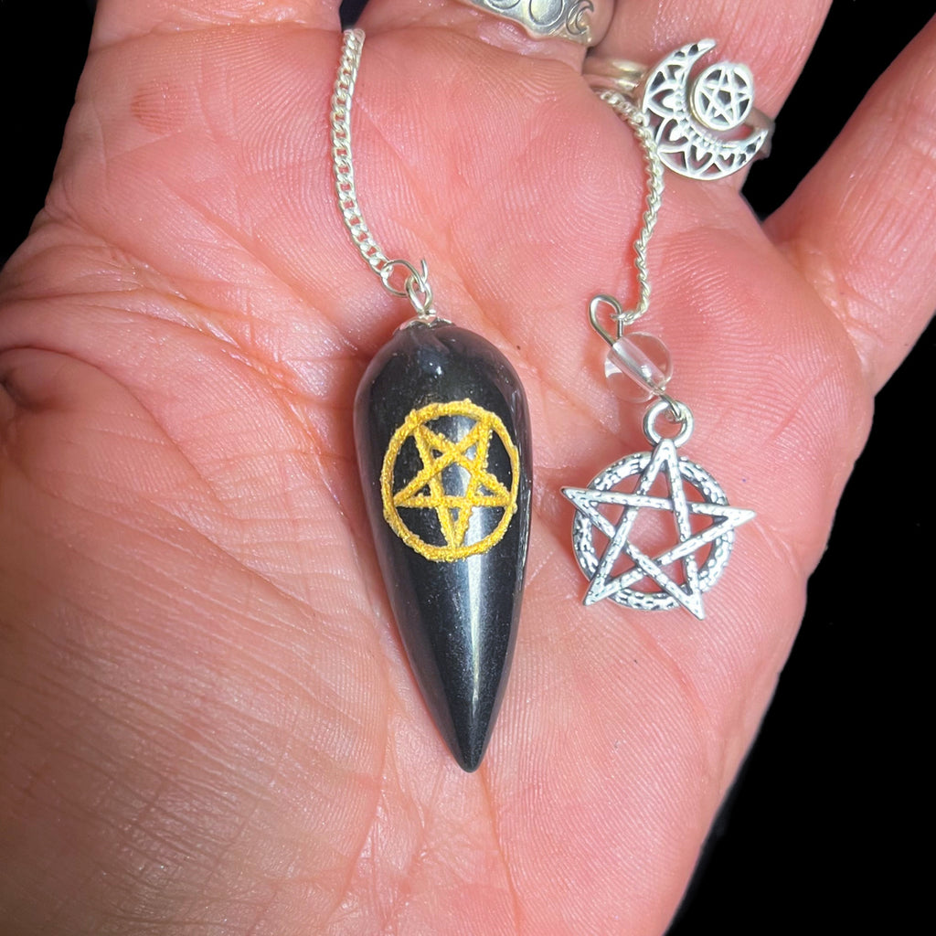 Black Onyx Pentacle Pendulum