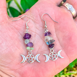 Fluorite Triple Goddess Earrings