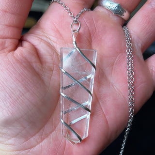 Spiral Bound Clear Quartz Necklace