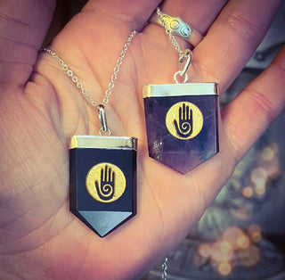 Healing Hand Crystal Tablet Necklace