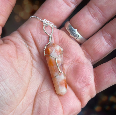 Faceted Sunstone Point Necklace