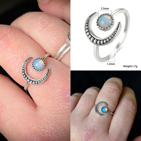 Opalite Crescent Moon Ring