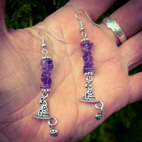 Crystal Witch Hat Earrings