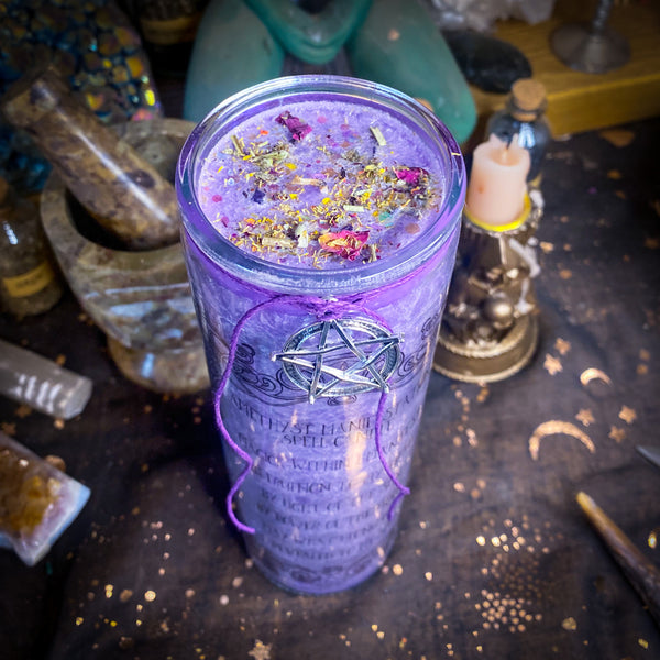 Amethyst Manifestation Jar Candle ~ Crystal Infused Candle