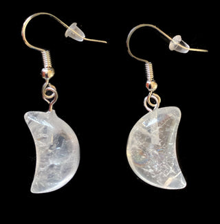 Clear Quartz Crescent Moon Earrings