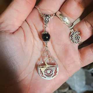 Obsidian Potion Bottle Necklace