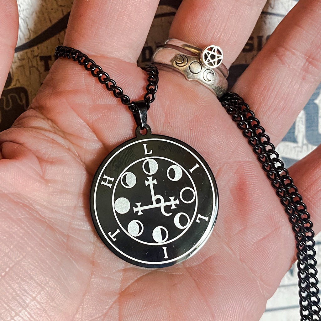 Sigil of Lilith Disc Necklace ~ Stainless Steel