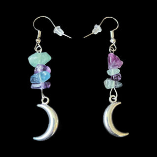 Fluorite Moon Earrings