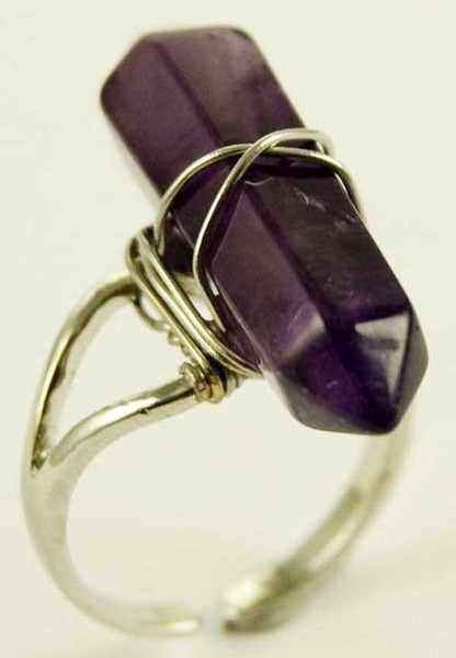 Jewellery Amethyst Crystal Point Energy Ring