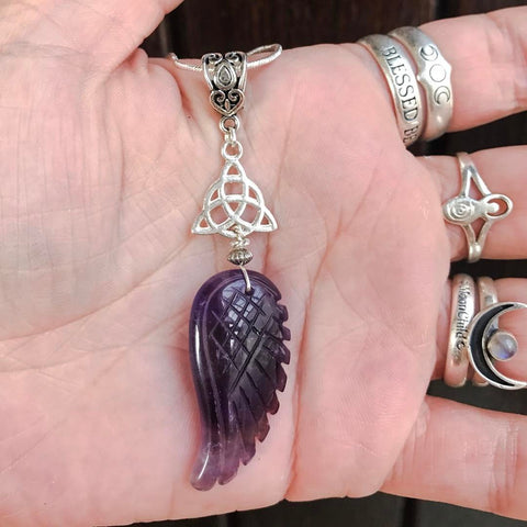 Jewellery Amethyst / Silver Plated Chain Guardian Goddess Necklace