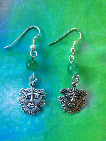 Jewellery,Angels, Gods & Goddess Green Man - Aventurine Tree Spirit Earrings