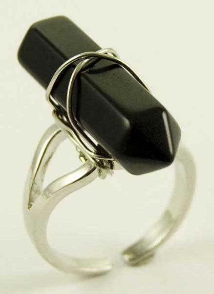 Jewellery Black Onyx Crystal Point Energy Ring