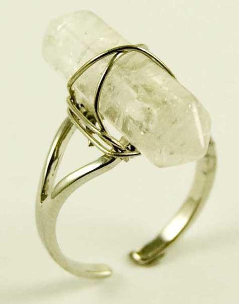 Jewellery Clear Quartz Crystal Point Energy Ring