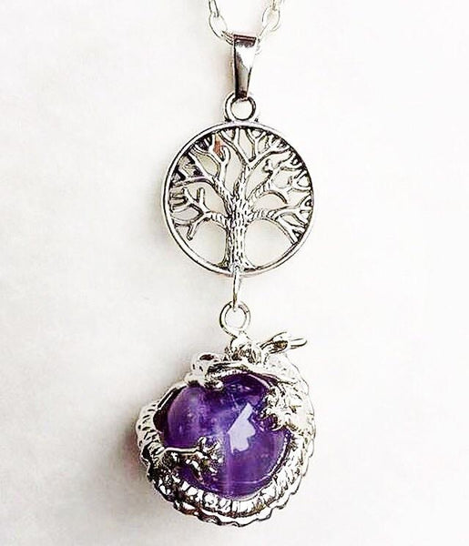 Jewellery,Home & Outdoor Decoration,Witch & Spell Craft Amethyst / Tree Of Life / Cord Ancients of Protection Necklace
