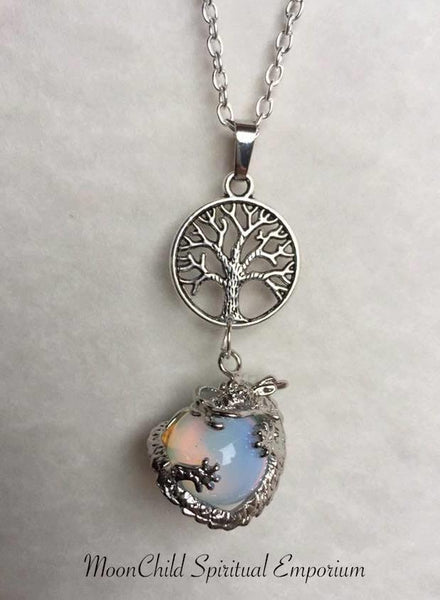 Jewellery,Home & Outdoor Decoration,Witch & Spell Craft Opalite / Tree Of Life / Cord Ancients of Protection Necklace