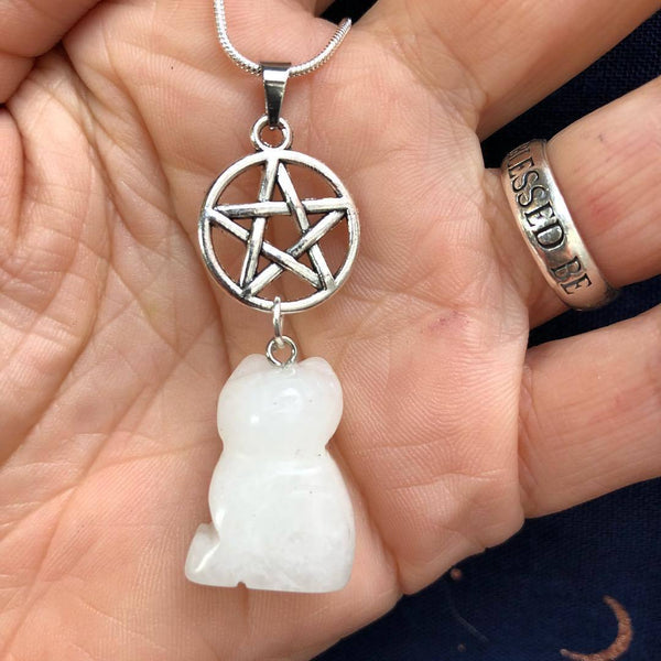 Jewellery,Home & Outdoor Decoration,Witch & Spell Craft Snowy Quartz / Chain Cats Of The Craft Necklace