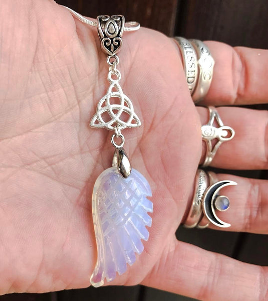 Jewellery Opalite / Silver Plated Chain Guardian Goddess Necklace