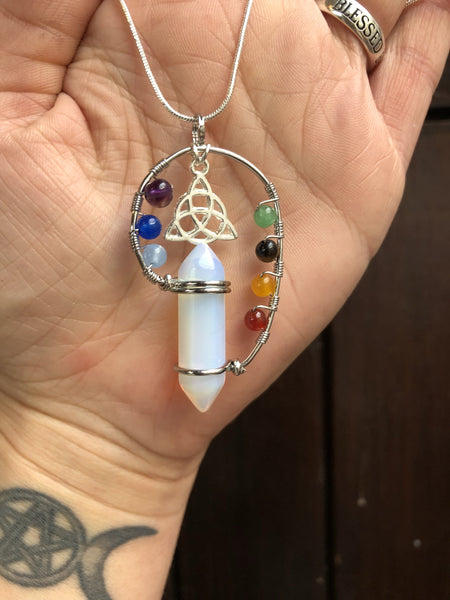Jewellery Opalite / Snake Chain Triquetra Chakra Point Necklace