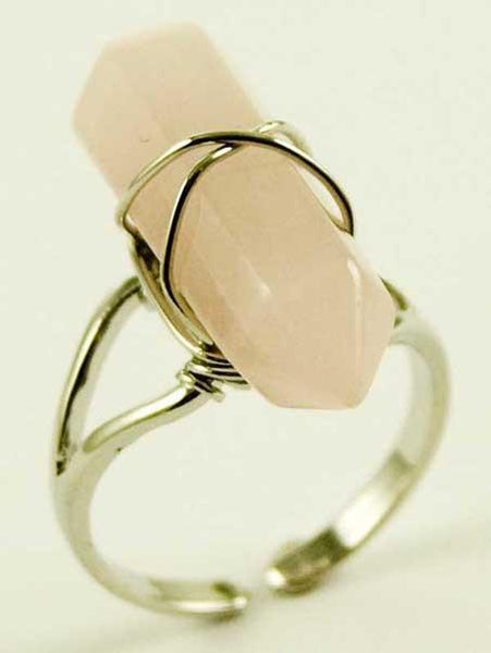 Jewellery Rose Quartz Crystal Point Energy Ring