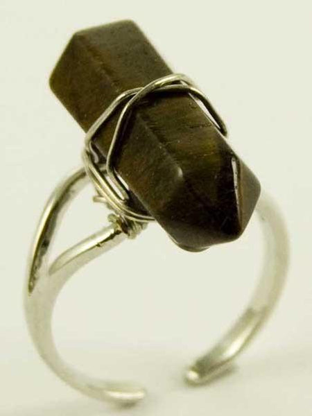 Jewellery Tigers Eye Crystal Point Energy Ring